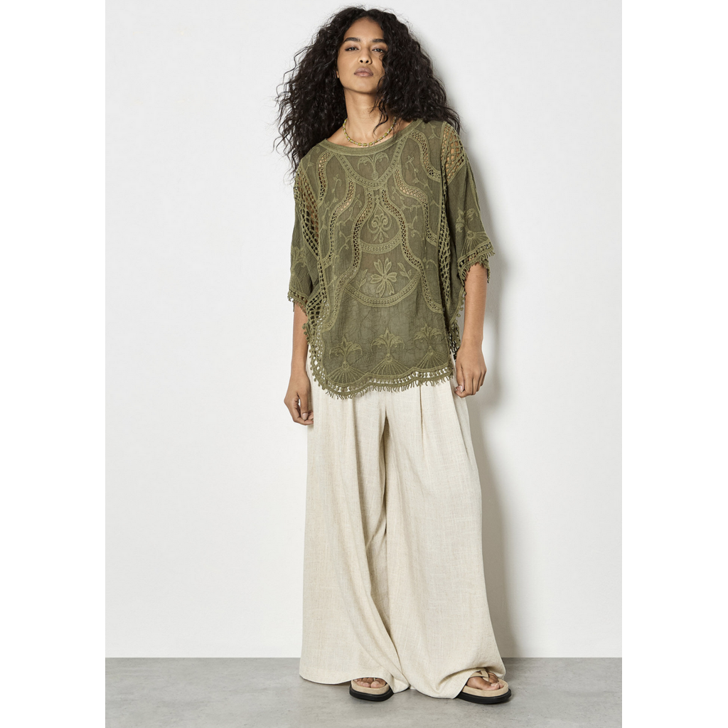 APRICOT APRICOT 26E HAUT CROCHET COTON KAKI