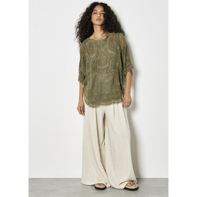 APRICOT APRICOT 26E HAUT CROCHET COTON KAKI