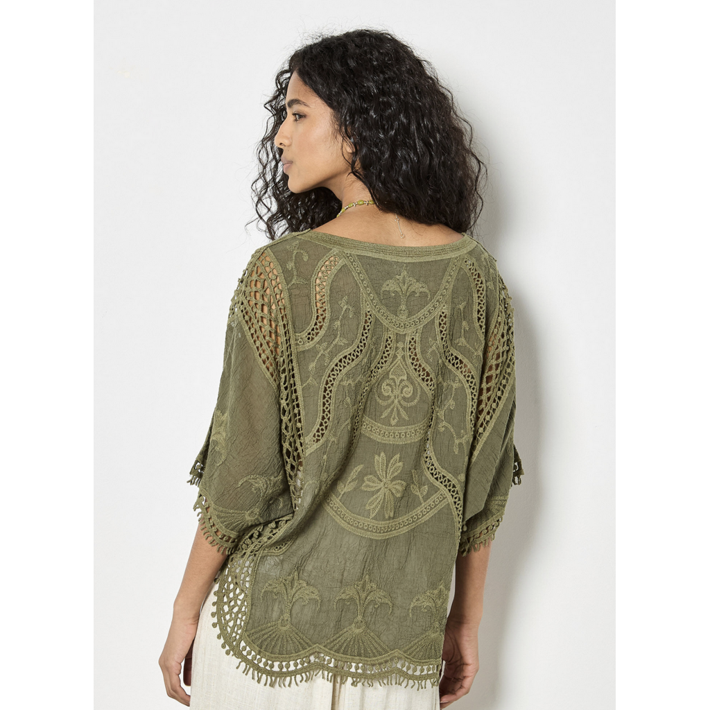 APRICOT APRICOT 26E HAUT CROCHET COTON KAKI