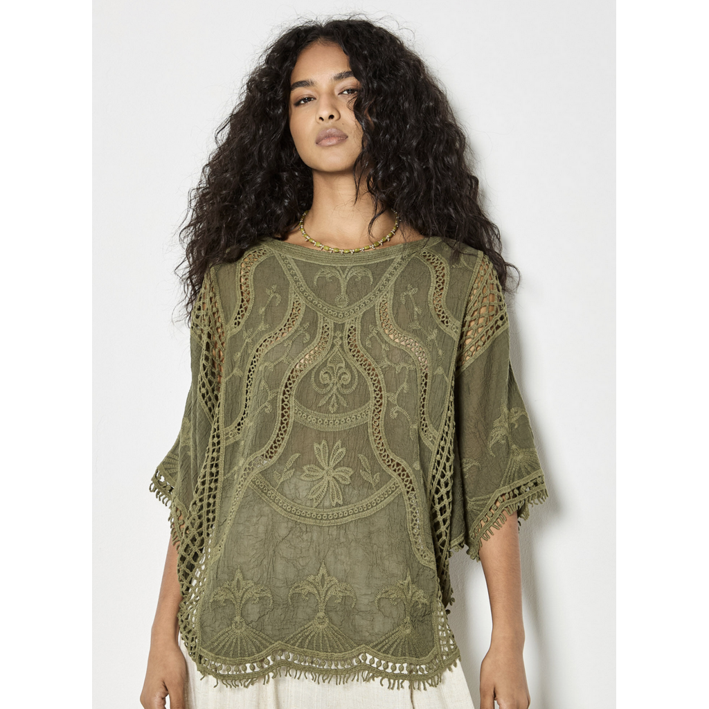 APRICOT APRICOT 26E HAUT CROCHET COTON KAKI