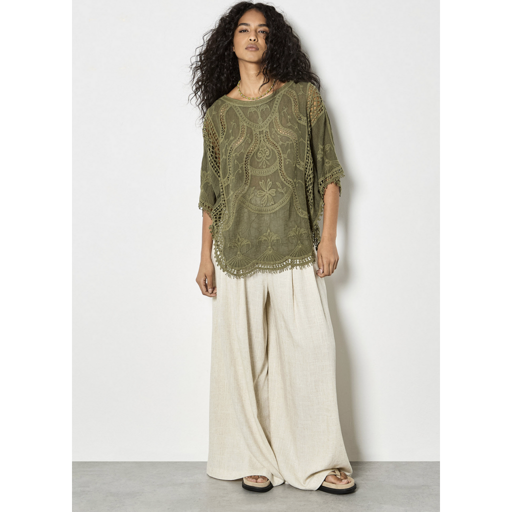 APRICOT APRICOT 26E HAUT CROCHET COTON KAKI