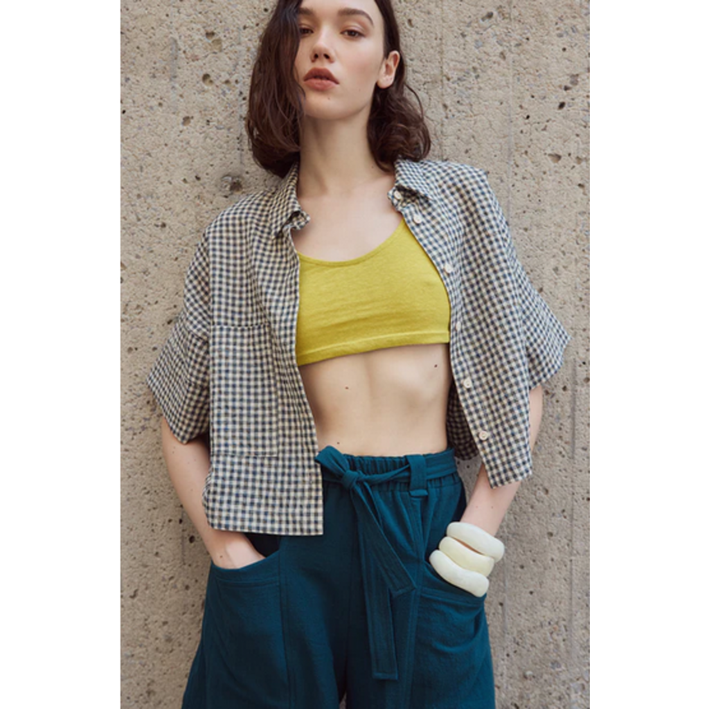 EVE GRAVEL EVE GRAVEL 26E CHEMISE BOXY CLARA VERT JAUNE