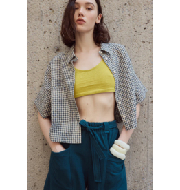 EVE GRAVEL EVE GRAVEL 26E CHEMISE BOXY CLARA VERT JAUNE