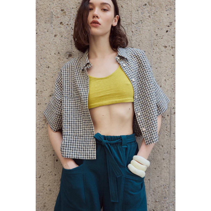 EVE GRAVEL EVE GRAVEL 26E CHEMISE BOXY CLARA VERT JAUNE