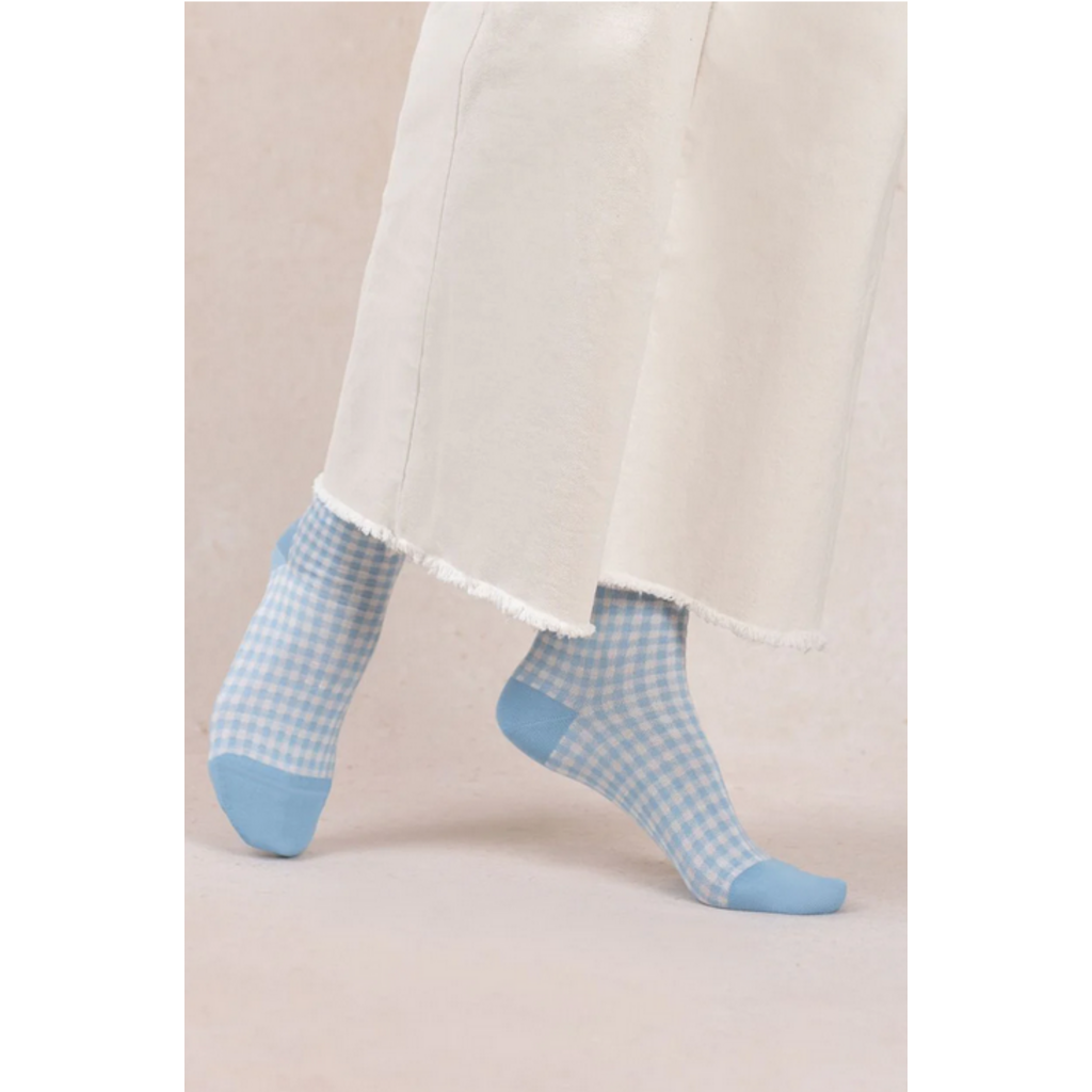 BLEU FORÊT BLEU FORET SOCQUETTE FIL ECOSSE VICHY QUARTZ