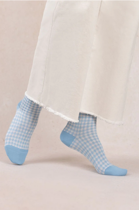 BLEU FORÊT BLEU FORET SOCQUETTE FIL ECOSSE VICHY QUARTZ