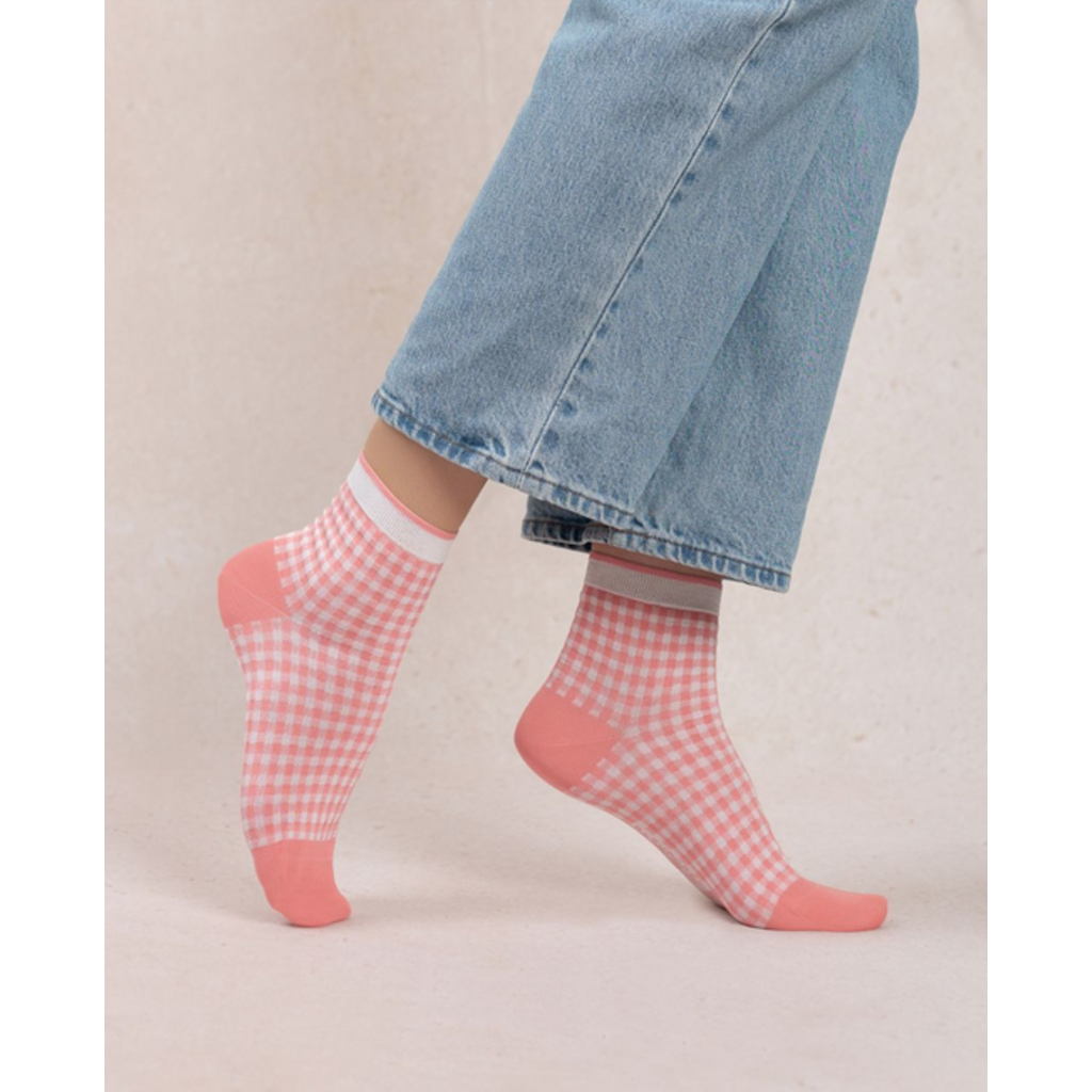 BLEU FORÊT BLEU FORET SOCQUETTE FIL ECOSSE VICHY ROSE