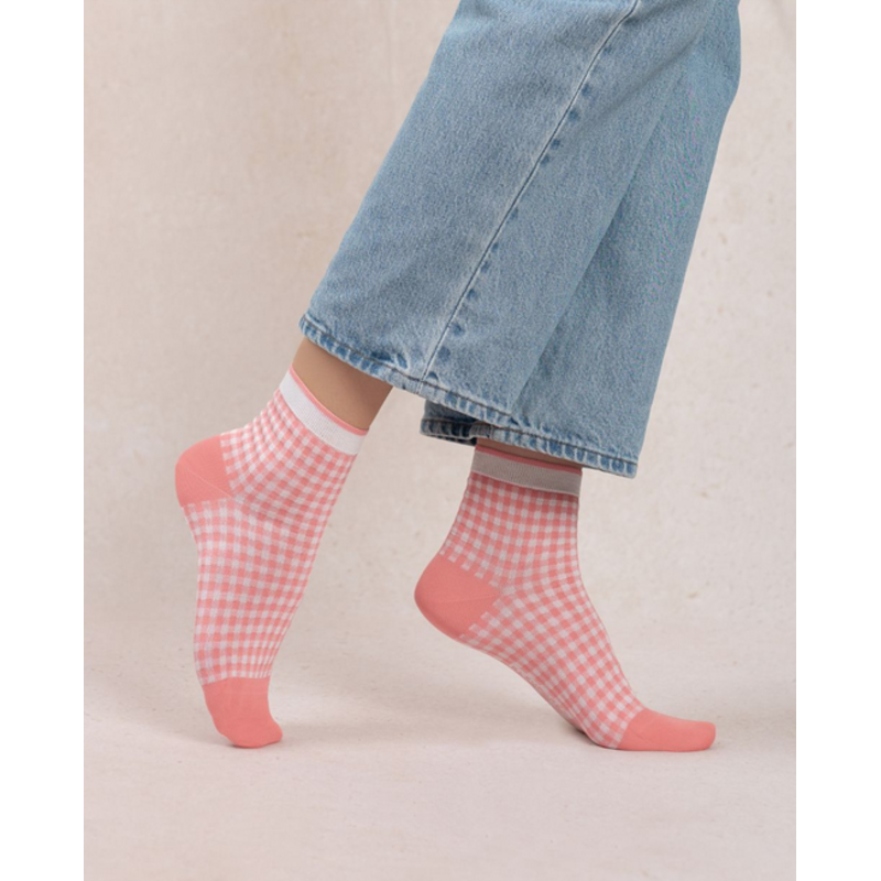 BLEU FORÊT BLEU FORET SOCQUETTE FIL ECOSSE VICHY ROSE