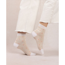 BLEU FORÊT BLEU FORET SOCQUETTE FIL ECOSSE RAYURE CREME