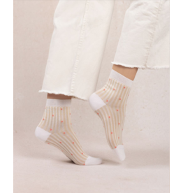 BLEU FORÊT BLEU FORET SOCQUETTE FIL ECOSSE RAYURE CREME