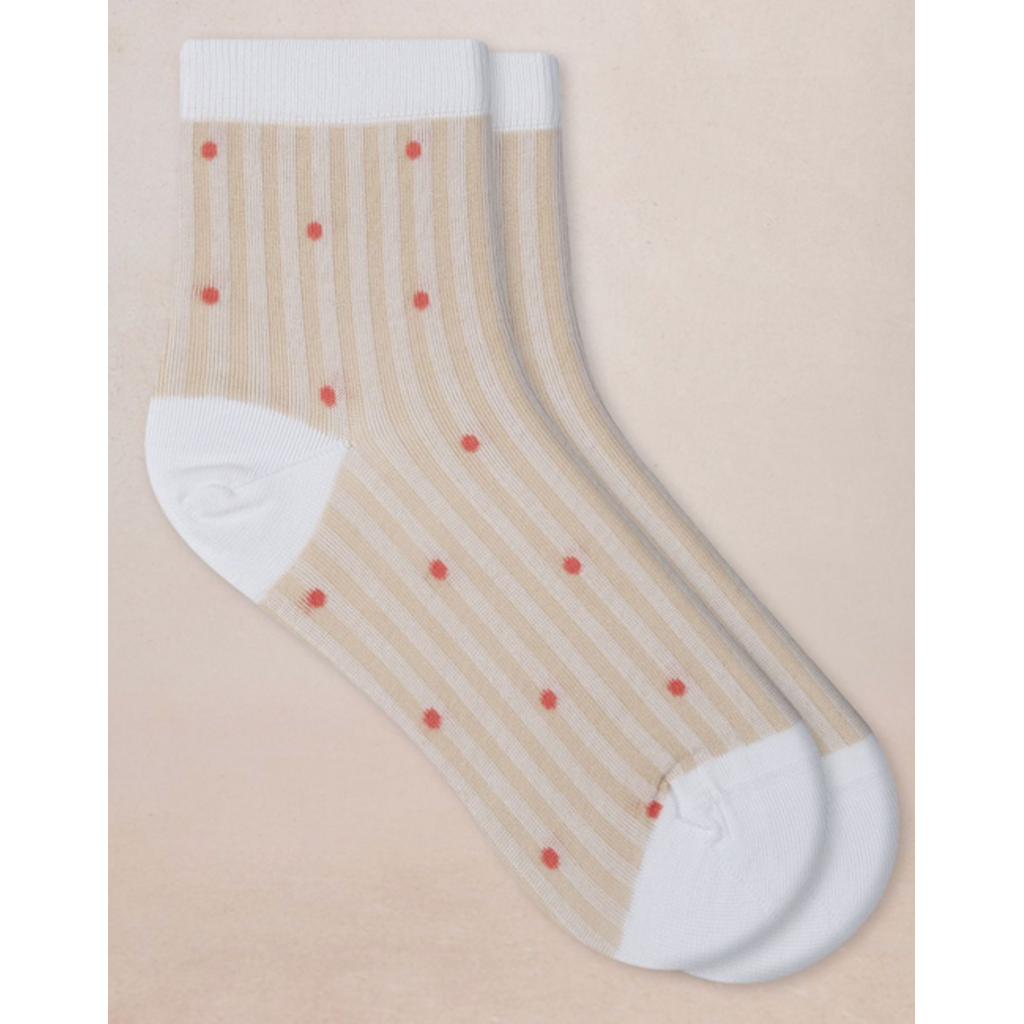 BLEU FORÊT BLEU FORET SOCQUETTE FIL ECOSSE RAYURE CREME