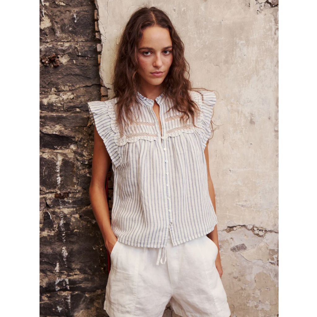 MELISSA NEPTON MELISSA NEPTON 26E CHEMISE BAILEY BLANC RAYE MARINE