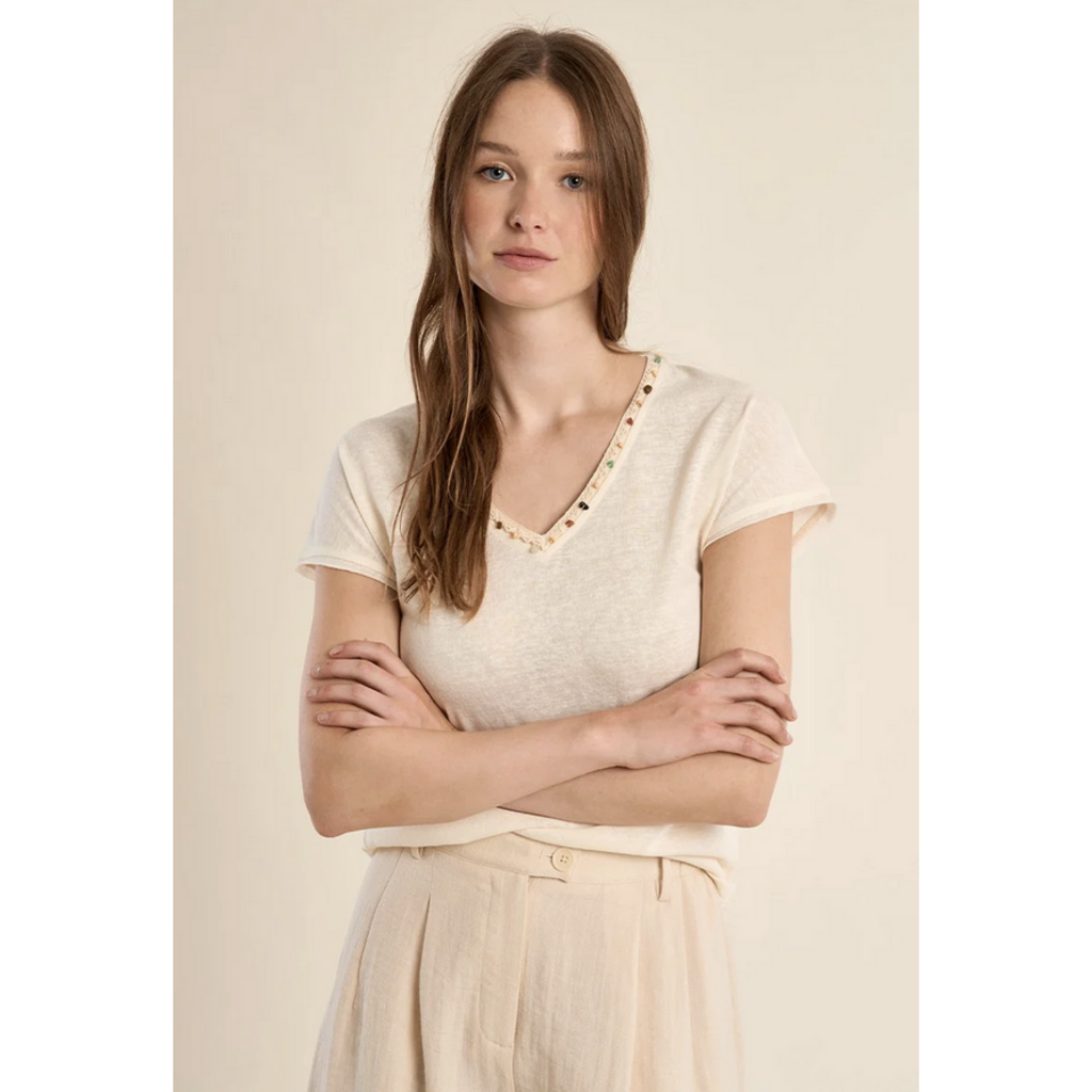 MOLLY BRACKEN MOLLY BRACKEN LA1270CEP TEE ECRU