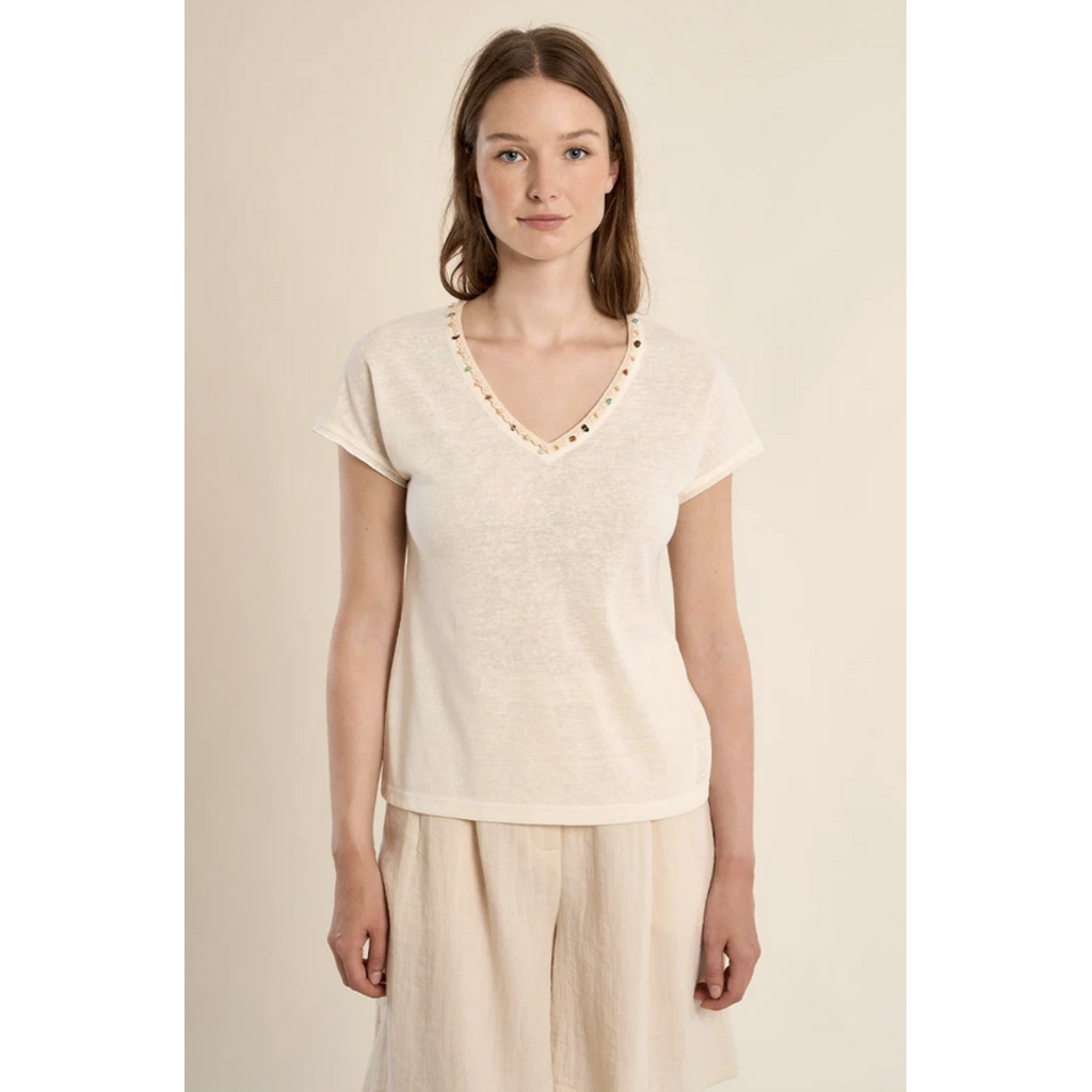 MOLLY BRACKEN MOLLY BRACKEN LA1270CEP TEE ECRU