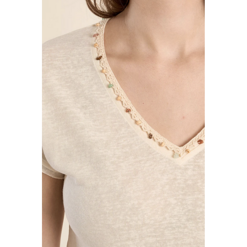 MOLLY BRACKEN MOLLY BRACKEN LA1270CEP TEE ECRU