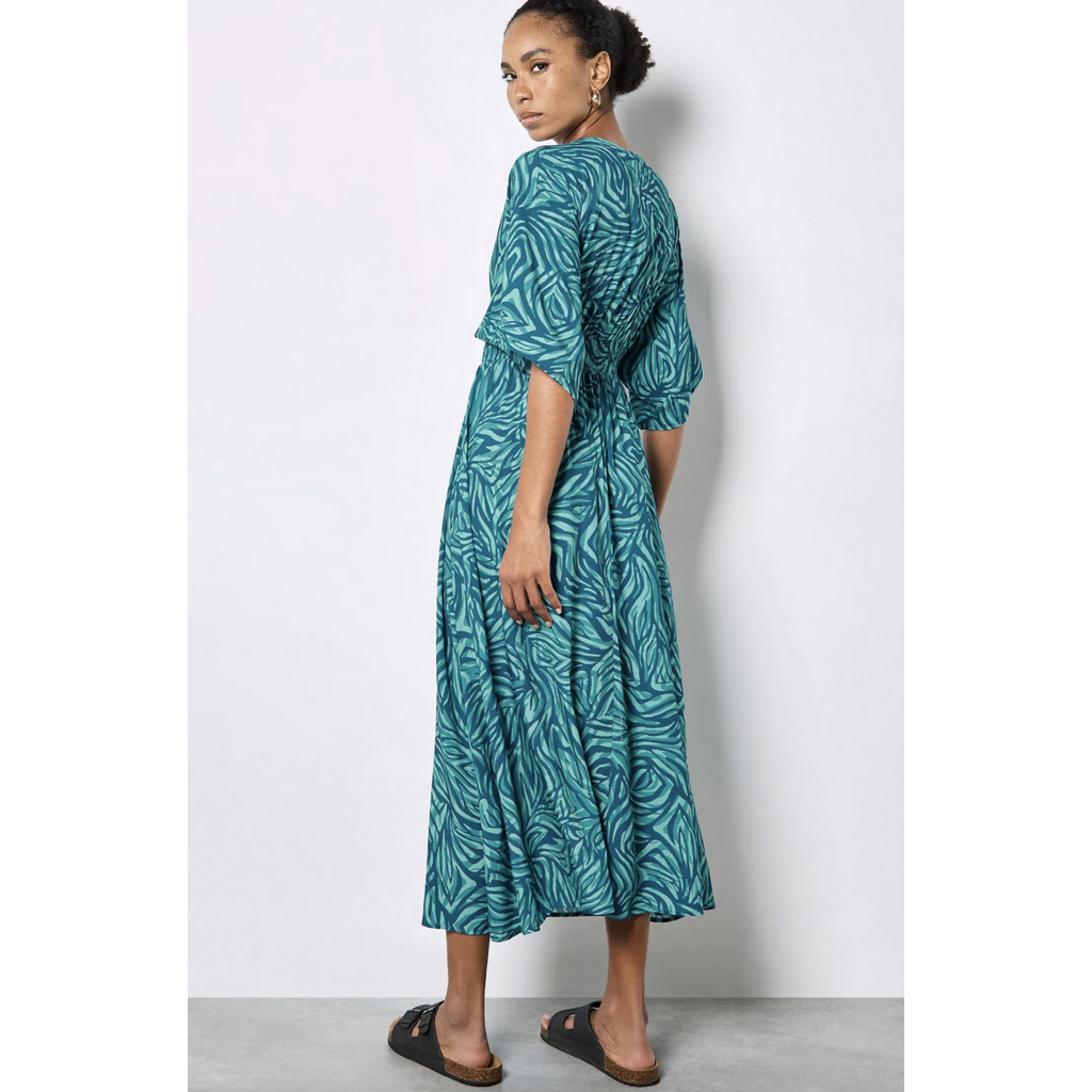 APRICOT APRICOT ROBE ZEBRA SWIRL TASSEL KIMONO MAXI TEAL