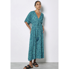 APRICOT APRICOT ROBE ZEBRA SWIRL TASSEL KIMONO MAXI TEAL