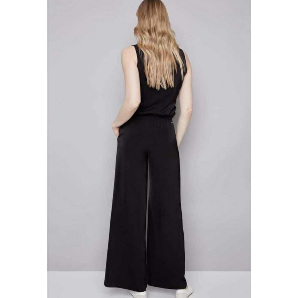 I LOVE TYLER MADISON TYLER MADISON 266013 PANTALON WIDE LEG SATINE NOIR