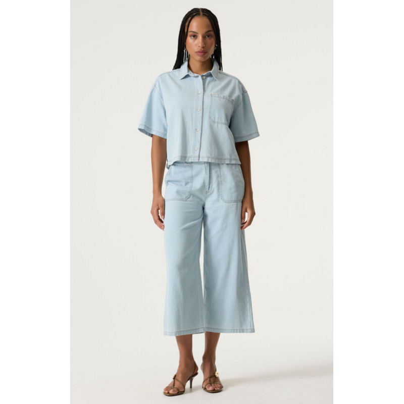 GARCIA GARCIA Q260112 PANTALON CROP EVASE BLEU PALE