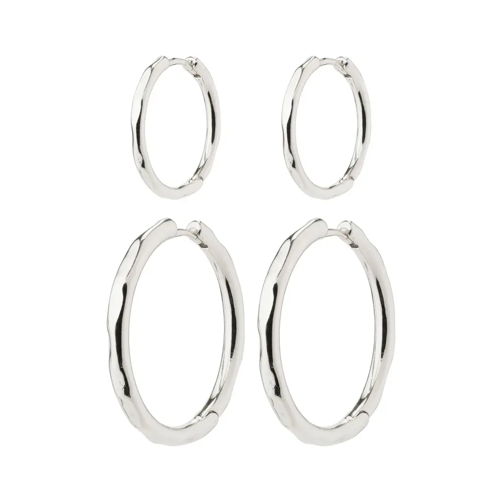PILGRIM PILGRIM 692316093 EVE HOOP EARRINGS 2 IN 1 SET SILVER PLATED