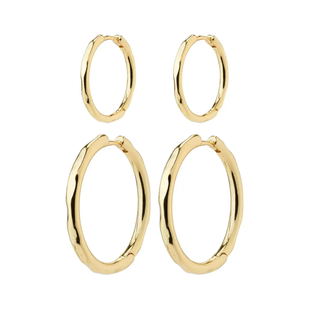 PILGRIM PILGRIM 692312093 EVE HOOP EARRINGS 2 IN 1 SET GOLD PLATED