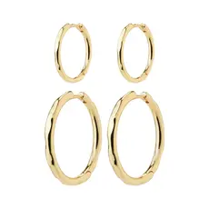 PILGRIM PILGRIM 692312093 EVE HOOP EARRINGS 2 IN 1 SET GOLD PLATED
