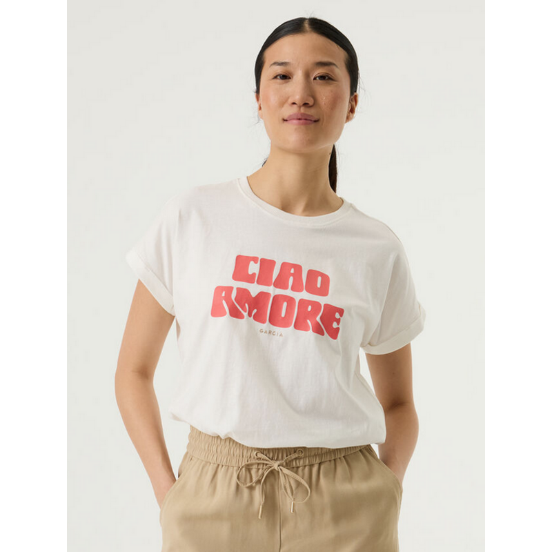 GARCIA GARCIA R260201 T SHIRT BELLA FIORE BLANC