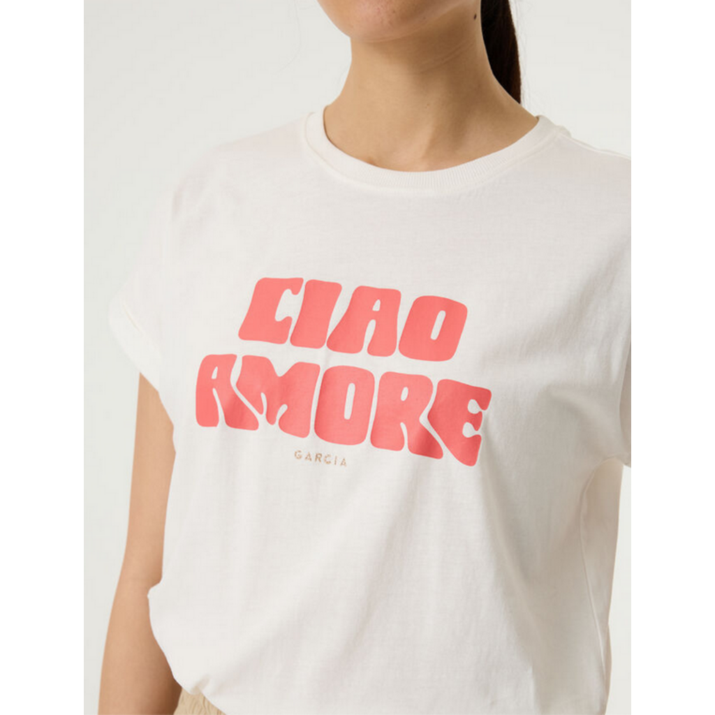 GARCIA GARCIA R260201 T SHIRT BELLA FIORE BLANC