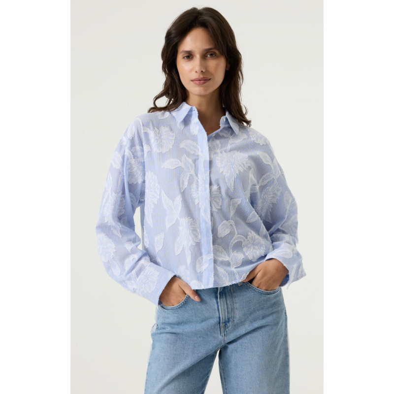 GARCIA GARCIA 26E BLOUSE CORNFLOWER BLEU/BLANC