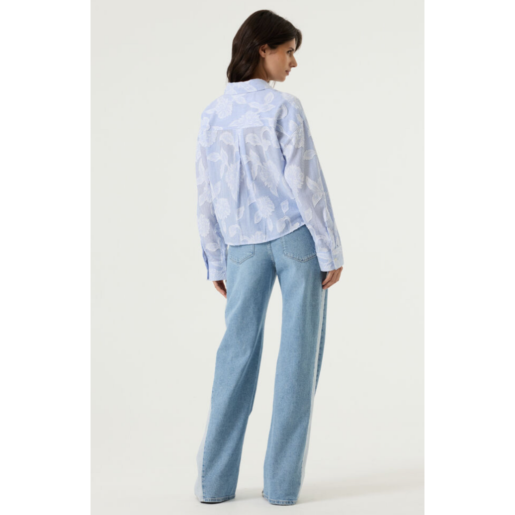 GARCIA GARCIA 26E BLOUSE CORNFLOWER BLEU/BLANC
