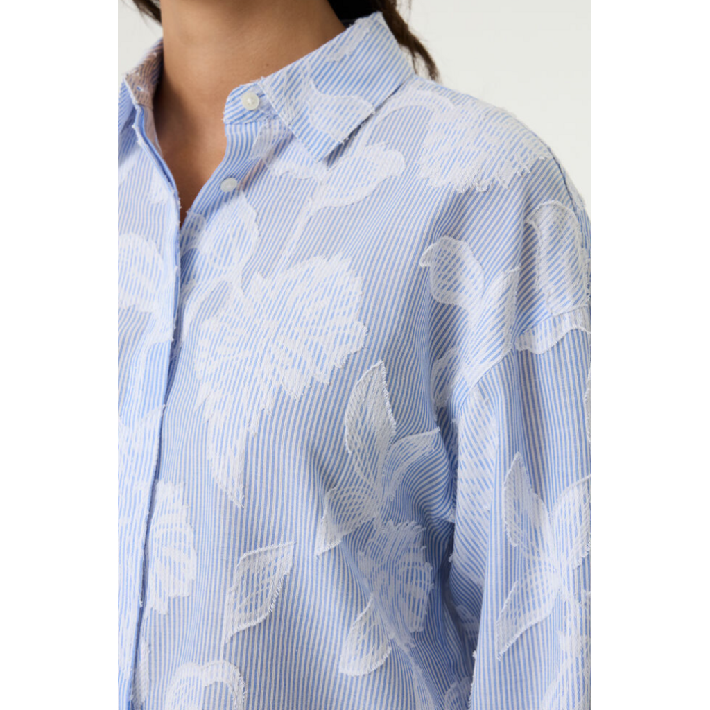 GARCIA GARCIA 26E BLOUSE CORNFLOWER BLEU/BLANC