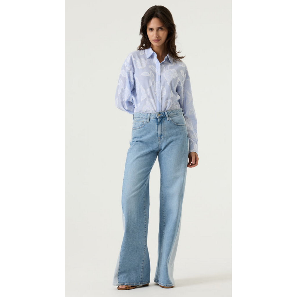 GARCIA GARCIA 26E BLOUSE CORNFLOWER BLEU/BLANC
