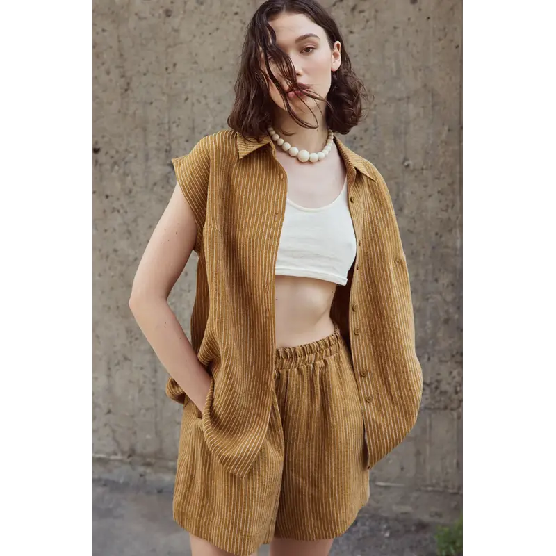 EVE GRAVEL EVE GRAVEL 26E SHORT CONRAD RAYURES OCHRE
