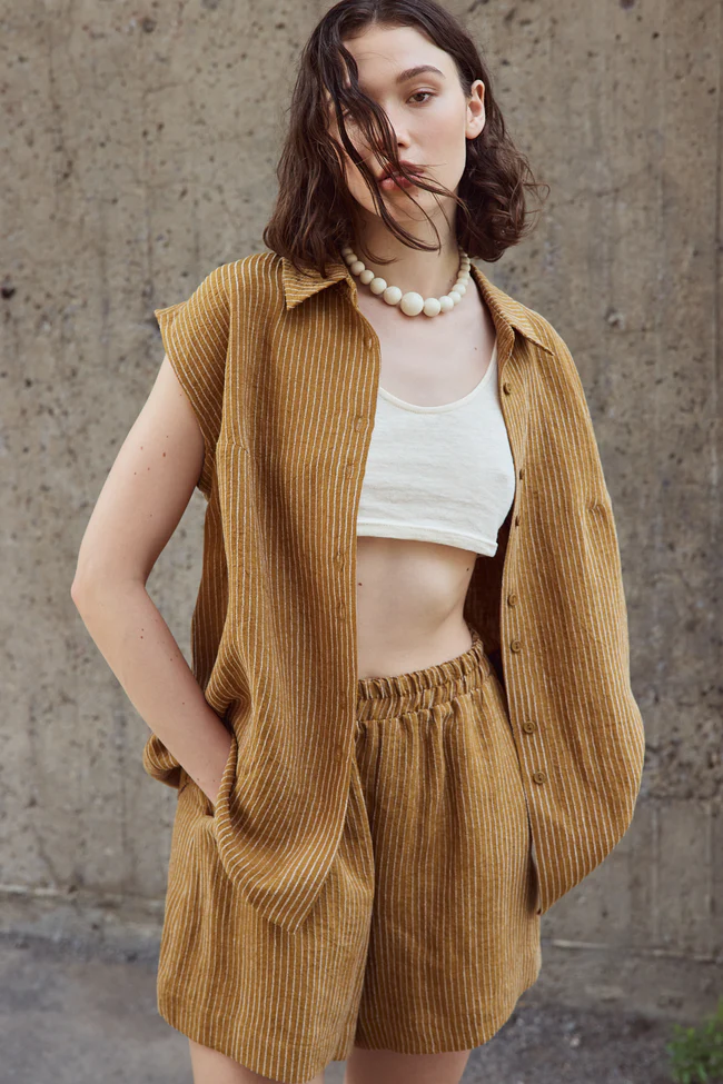 EVE GRAVEL 26E SHORT CONRAD RAYURES OCHRE