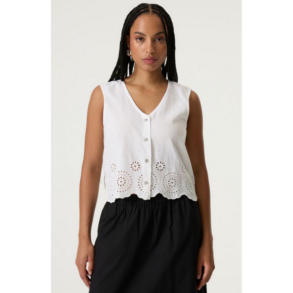GARCIA GARCIA Q260039 VESTE SANS MANCHE BRODERIE BLANC