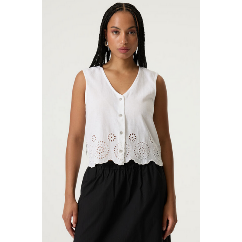 GARCIA GARCIA Q260039 VESTE SANS MANCHE BRODERIE BLANC