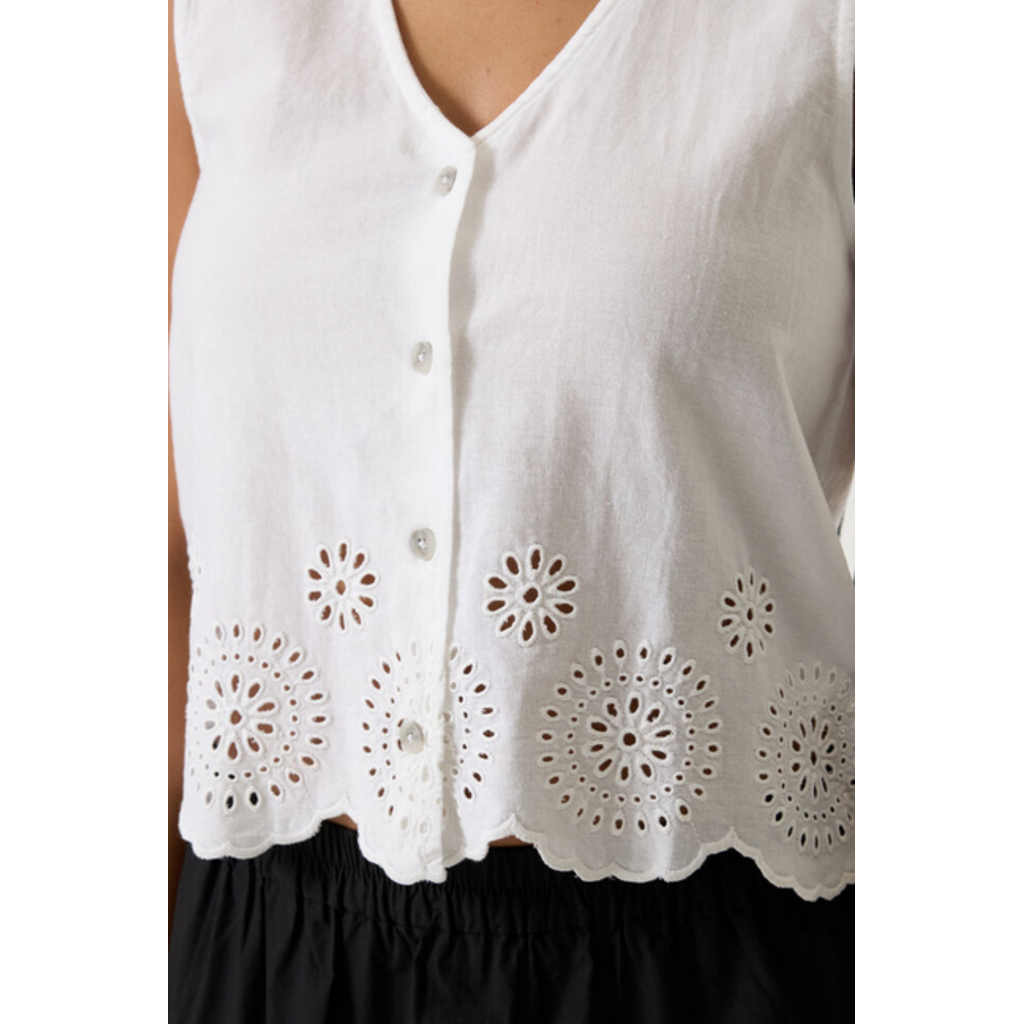 GARCIA GARCIA Q260039 VESTE SANS MANCHE BRODERIE BLANC