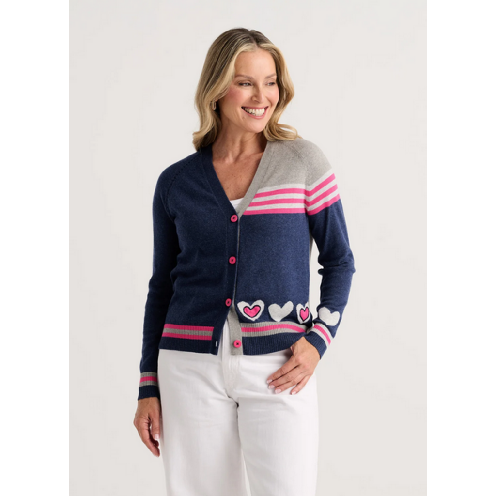 ZAKET AND PLOVER ZAKET AND PLOVER 26H ZP8526U HEARTS CARDIGAN COEUR DENIM