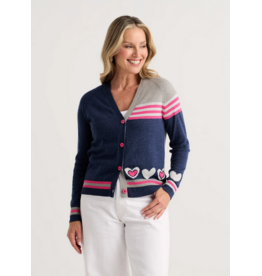 ZAKET AND PLOVER ZAKET AND PLOVER 26H ZP8526U HEARTS CARDIGAN COEUR DENIM