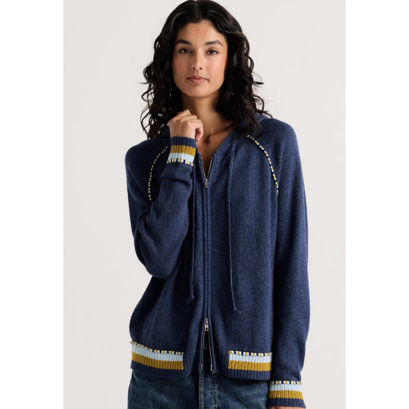 ZAKET AND PLOVER ZAKET AND PLOVER 26H ZP8507U  STRIPE TRIM ZIP-UP DENIM