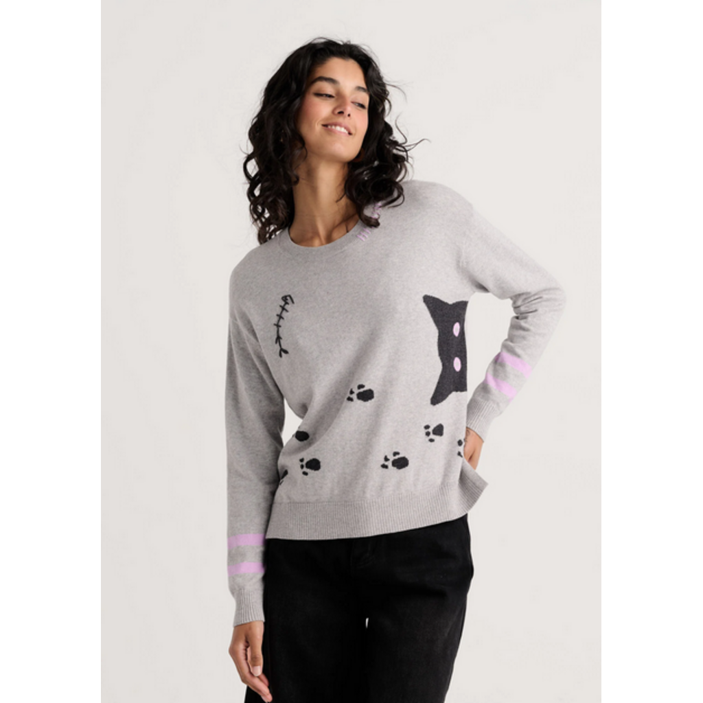 ZAKET AND PLOVER ZAKET AND PLOVER 26H ZP8508U  CHEEKY CAT SWEATER MARL