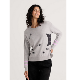 ZAKET AND PLOVER ZAKET AND PLOVER 26H ZP8508U  CHEEKY CAT SWEATER MARL