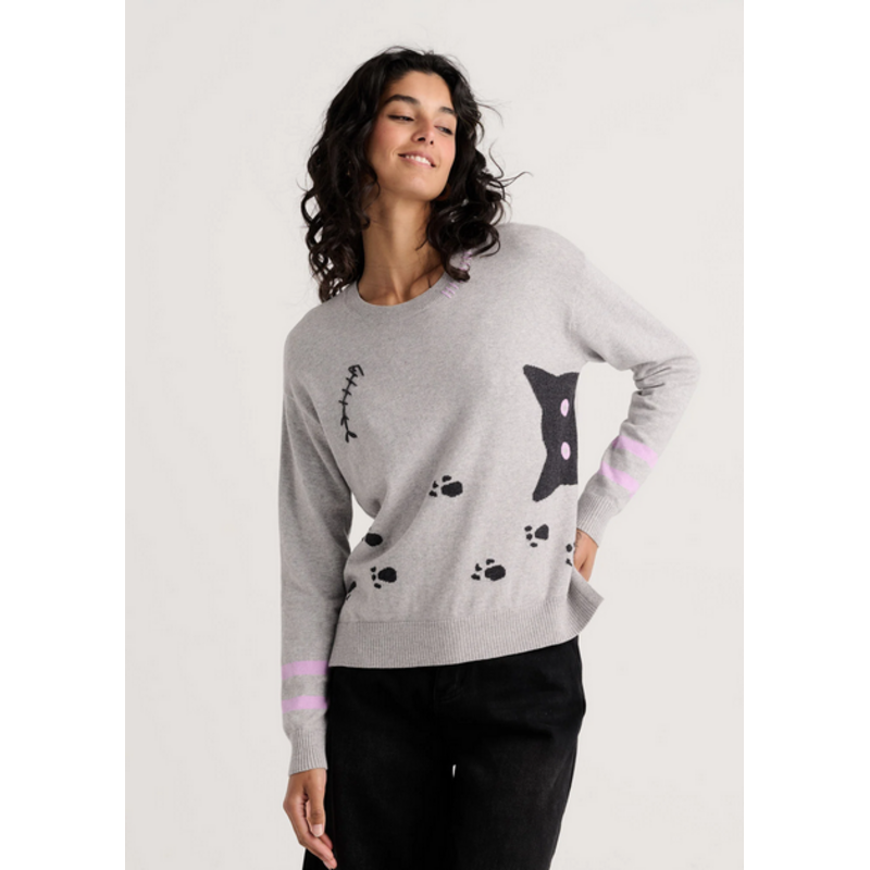 ZAKET AND PLOVER ZAKET AND PLOVER 26H ZP8508U  CHEEKY CAT SWEATER MARL