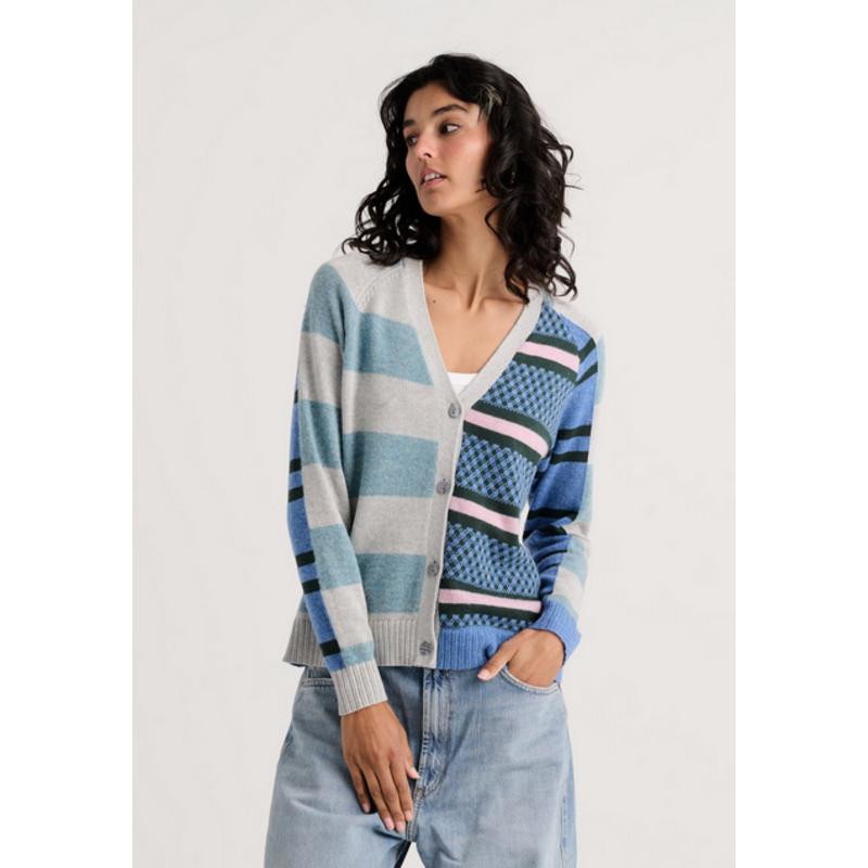 ZAKET AND PLOVER ZAKET AND PLOVER 26H ZP8540U STRIPE MEETS CHECK CARDIGAN