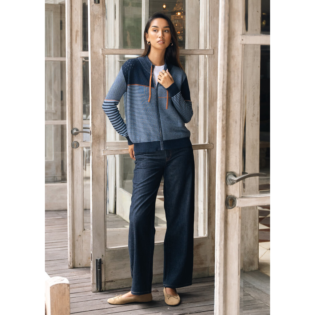 ZAKET AND PLOVER ZAKET AND PLOVER 26H ZP8524U KNIT ZIP CARDIGAN DK DENIM