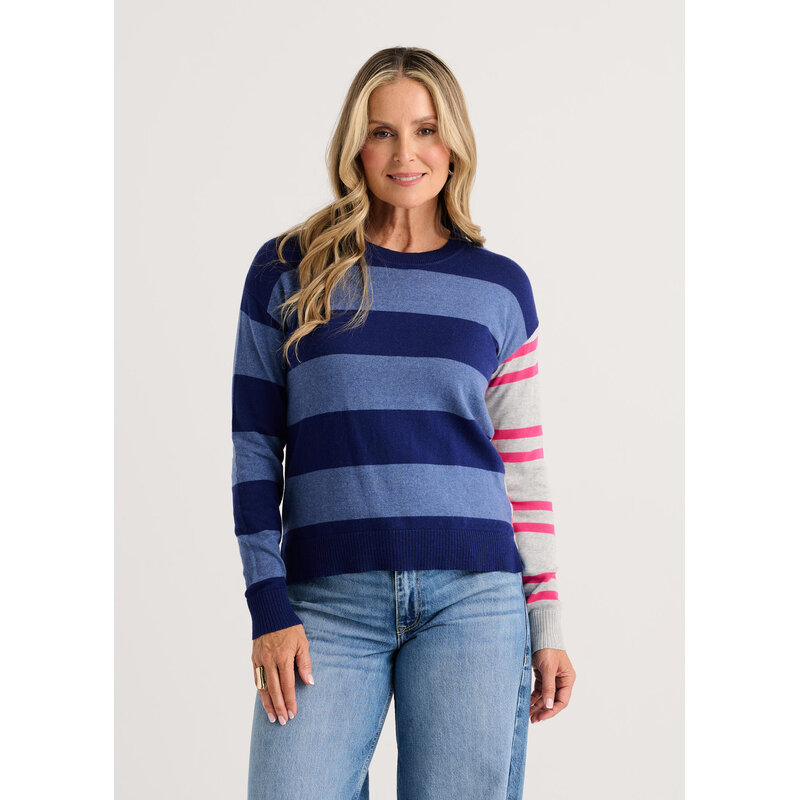 ZAKET AND PLOVER ZAKET AND PLOVER 26H ZP8530U BOLD STRIPE SWEATER OCEAN