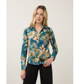 FDJ FDJ 26H 7902623 SPLIT NECK SHIRT FLEURS NOCTURNE