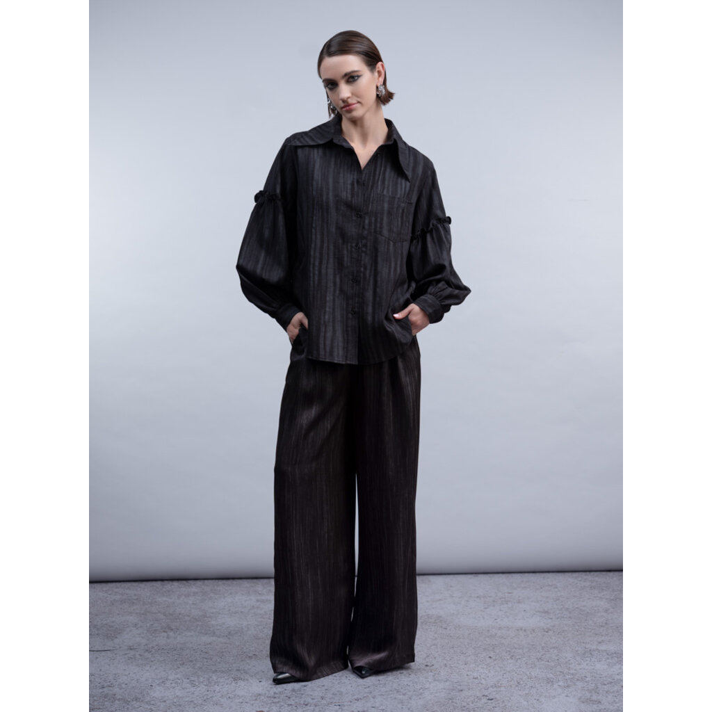 HAAKO HAAKO 26H PANTALON H2065 NOIR SATINE RAYURE