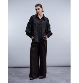 HAAKO HAAKO 26H PANTALON H2065 NOIR SATINE RAYURE