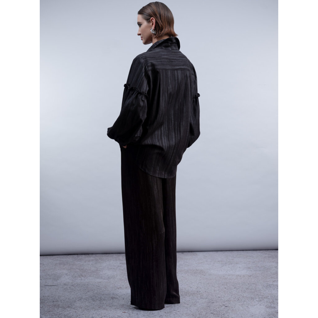HAAKO HAAKO 26H PANTALON H2065 NOIR SATINE RAYURE